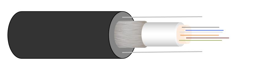 Câble Fiberstar extérieur 6FO 50/125 OM2 gaine PEHD, à structure libre 250µm et renforts FRP 